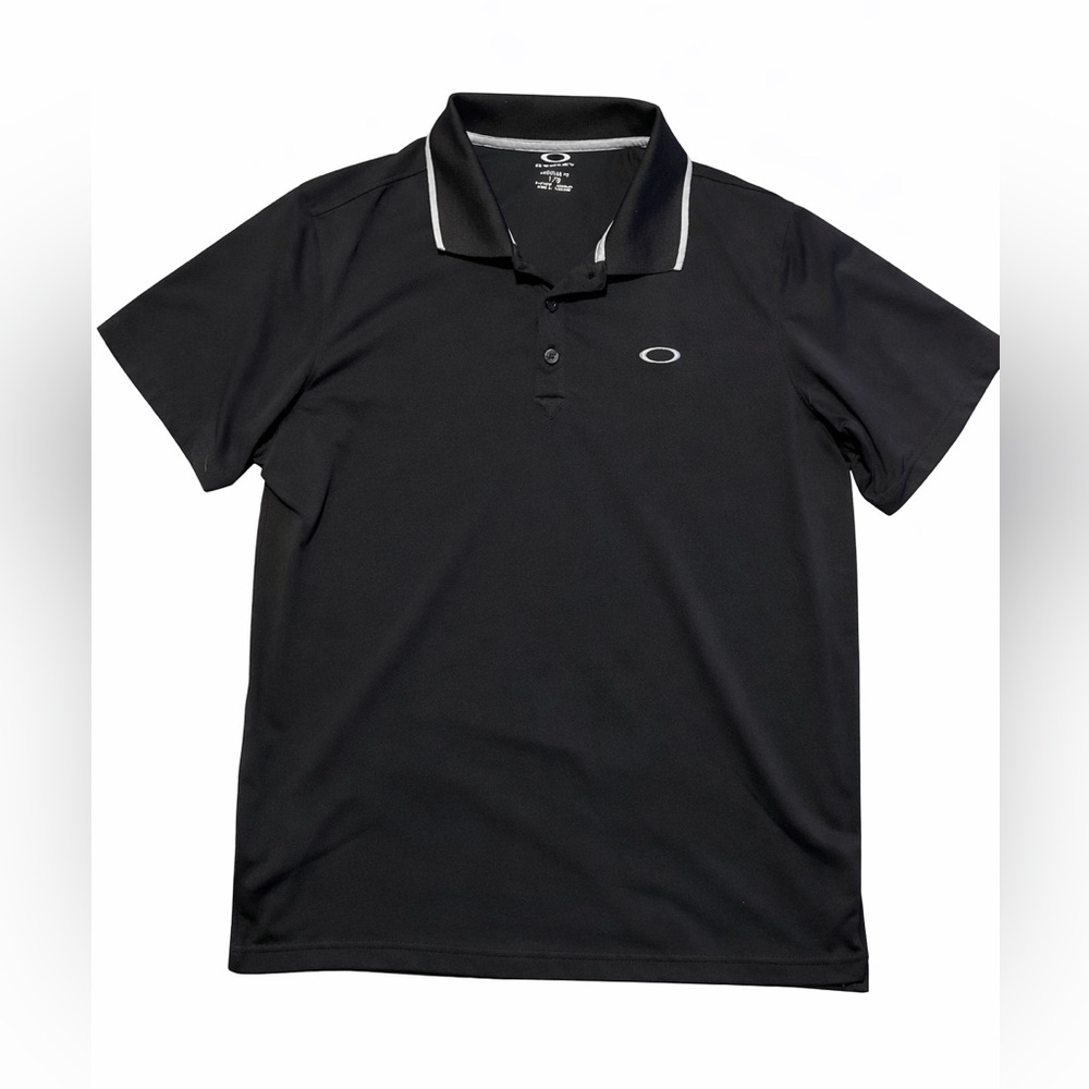 Oakley Men's Polo Shirt in Black with White Accents